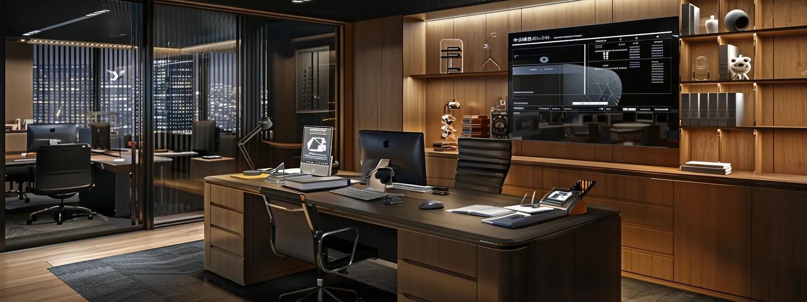 a modern office workspace showcases neatly organized resource toolkits and communication templates on a sleek desk, bathed in warm artificial light, highlighting the importance of preparation for rapid client engagement.